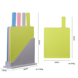 Assortment Chopping Board With Handle; 4pcs Color Box With Base; 4-color PP Chopping Board; Raw And Cooked Assortment Food Supplement Chopping Bo