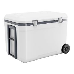 Portable Cooler, 45 QT Wheeled Cooler with Ice Retention, Heavy-Duty Handles and Cup Holder, Lightweight Rigid Material Insulated Portable Cooler
