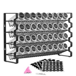 Spice Rack Organizer for Cabinet, Spice Organizer with 36 Empty Spice Jars, Lids, Spice Labels, and Funnel Complete Set