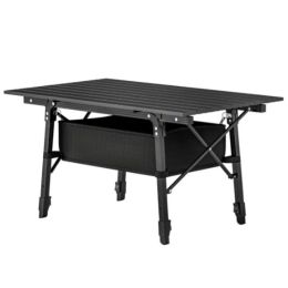 Aluminum Small Folding Table   Dining Table (Option: Black)