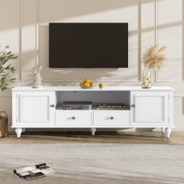 VIBE HAUS 70.9 Modern TV Stand For TVs Up To 80 Inches, Entertainment Center With Open Compartment, TV Storage Cabinet With 2 Drawers, 2 Cabinets (Option: White)