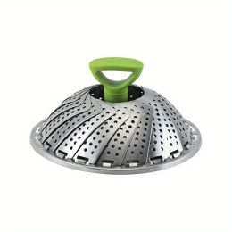 1pc; Foldable Steamer Rack; Stainless Steel Steamer Basket; Folding Steamer Insert For Veggie; Fish; Seafood; Bun; And More; Kitchen Gadgets; Kit (size: medium)